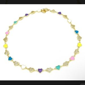 BRAND NEW NEVER WORN MELANIA CLARA HEARTS ALL AROUND NECKLACE IN MULTI